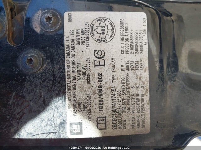 2004 Chevrolet Silverado 1500 Ls მანქანა იყიდება აუქციონზე, vin: 2GCEC19V741174191, აუქციონის ნომერი: 12594271