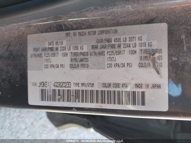 JM3KE4BY4G0820233 Mazda CX-5 SPORT