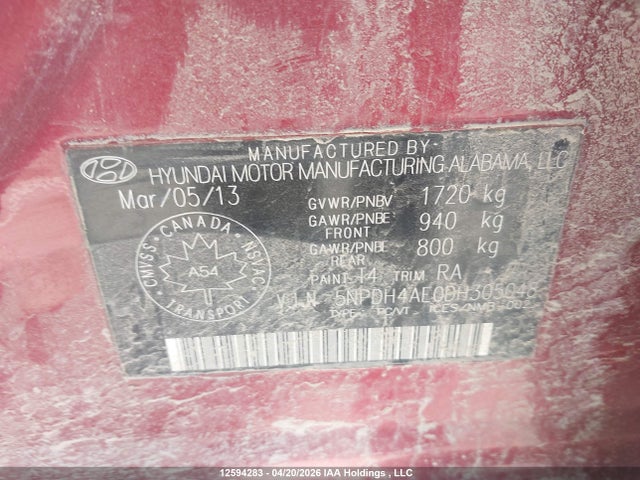 2013 Hyundai Elantra Gls/limited მანქანა იყიდება აუქციონზე, vin: 5NPDH4AE0DH305048, აუქციონის ნომერი: 12594283