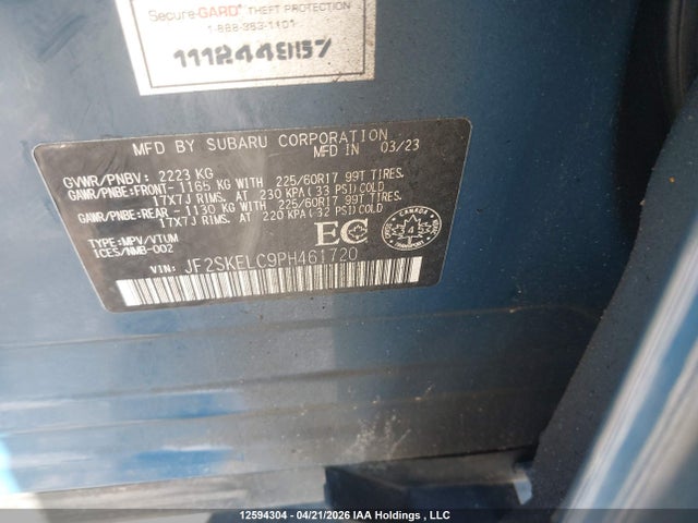 12594304 :رقم المزاد ، JF2SKELC9PH461720 vin ، 2023 Subaru Forester Wilderness مزاد بيع