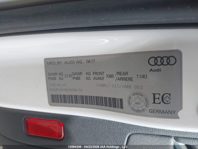 Продажа на аукционе авто 2017 Audi A4 2.0t Progressiv, vin: WAUENAF48HN068193, номер лота: 12594308