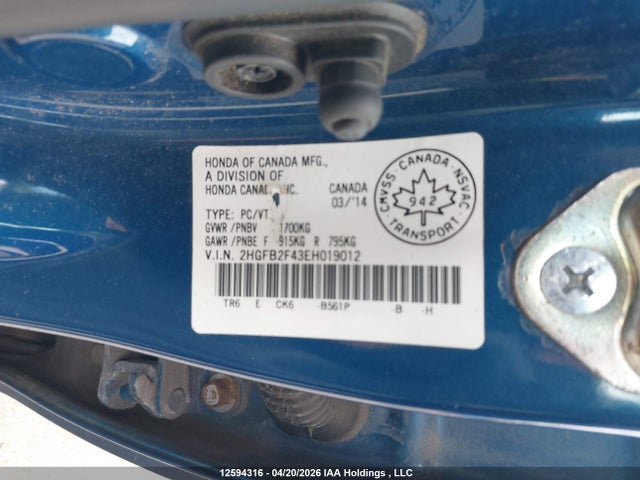 Honda Civic Lx 2014 2HGFB2F43EH019012 Image 18