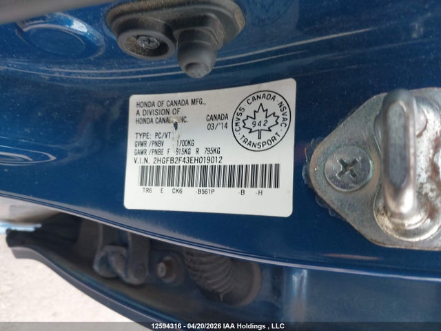 Honda Civic Lx 2014 2HGFB2F43EH019012 Image 9