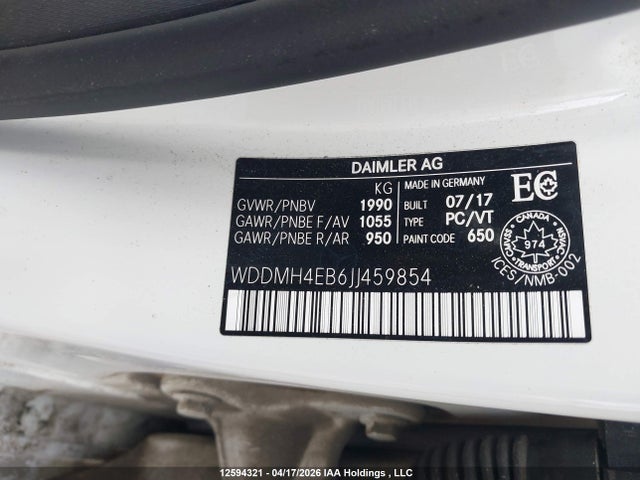 WDDMH4EB6JJ459854 Mercedes-Benz B250