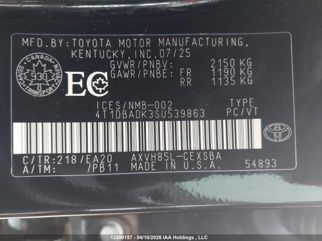 4T1DBADK3SU539863 Toyota Camry Se Upgrade