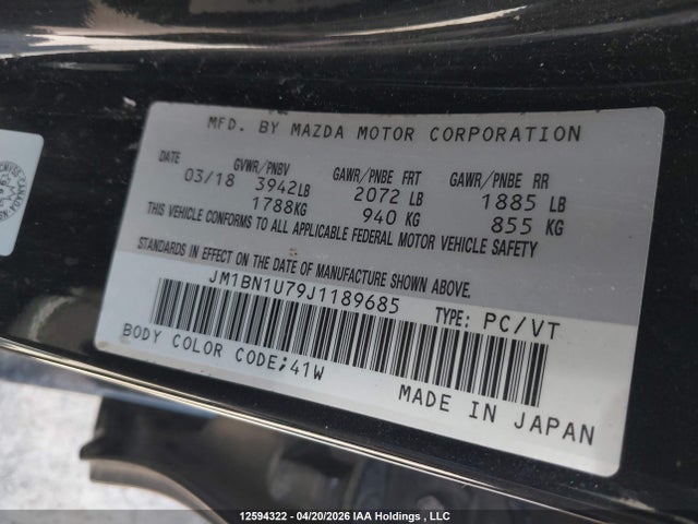 JM1BN1U79J1189685 Mazda Mazda3 Gx