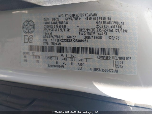 1FTBR2X83SKB08951 Ford Transit T-250