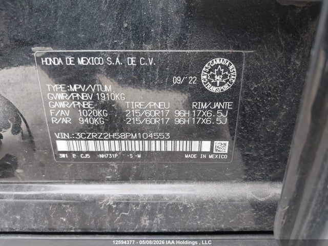3CZRZ2H58PM104553 Honda HR-V SPORT