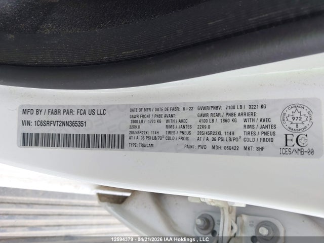 RAM 1500 Sport 2022 1C6SRFVT2NN365351 Image 18