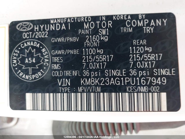 Продажа на аукционе авто 2023 Hyundai Kona Electric Preferred With Two-tone Roof, vin: KM8K23AG1PU167949, номер лота: 12594396