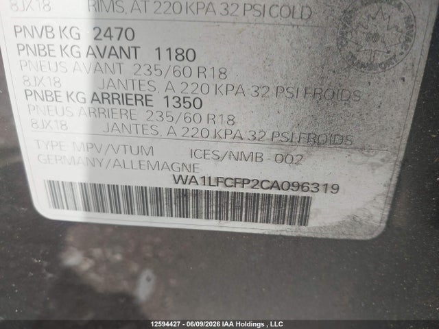 Продажа на аукционе авто 2012 Audi Q5 Premium Plus, vin: WA1LFCFP2CA096319, номер лота: 12594427