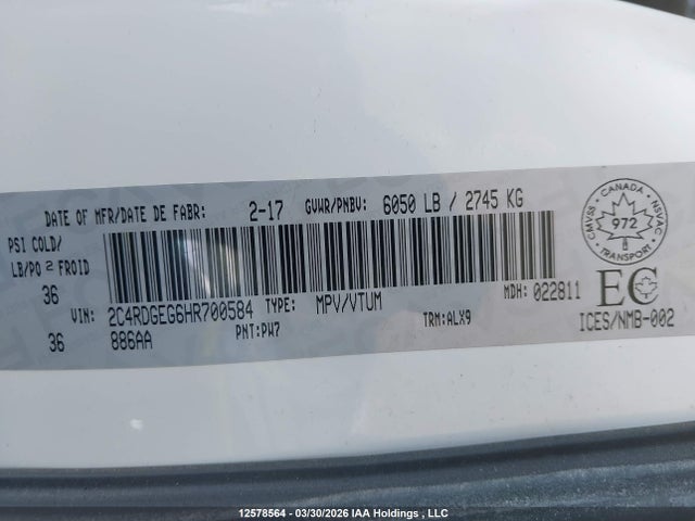 2C4RDGEG6HR700584 Dodge Grand Caravan Gt