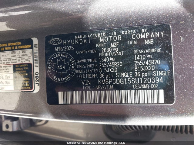 KM8P3DG15SU120394 Hyundai Santa Fe Preferred Hybrid Awd With Trend Package