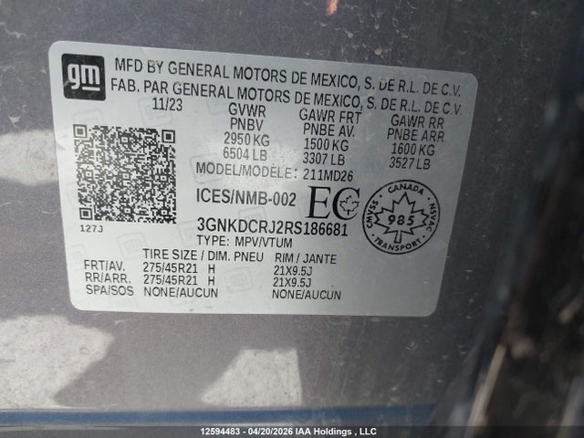 Продажа на аукционе авто 2024 Chevrolet Blazer Ev Rs Eawd, vin: 3GNKDCRJ2RS186681, номер лота: 12594483