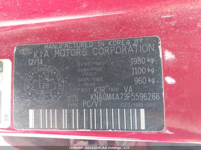 Продаж на аукціоні авто 2015 Kia Optima Lx/lx Winter Edition, vin: KNAGM4A73F5596266, номер лоту: 12594485
