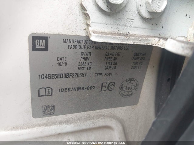 Продаж на аукціоні авто 2011 Buick Lacrosse Cxs, vin: 1G4GE5ED0BF228567, номер лоту: 12594503