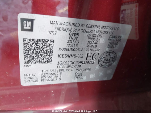 1GKS2CKJ2HR370453 GMC Yukon Denali Denali