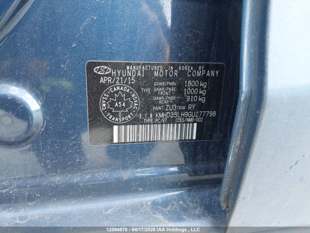 KMHD35LH9GU277798 Hyundai ELANTRA GT