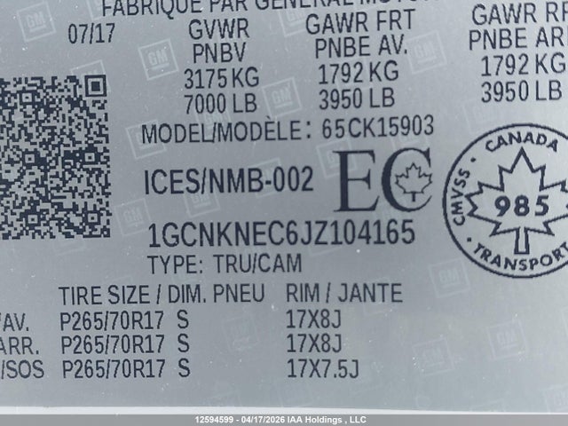 1GCNKNEC6JZ104165 Chevrolet Silverado K1500/k1500 Ls