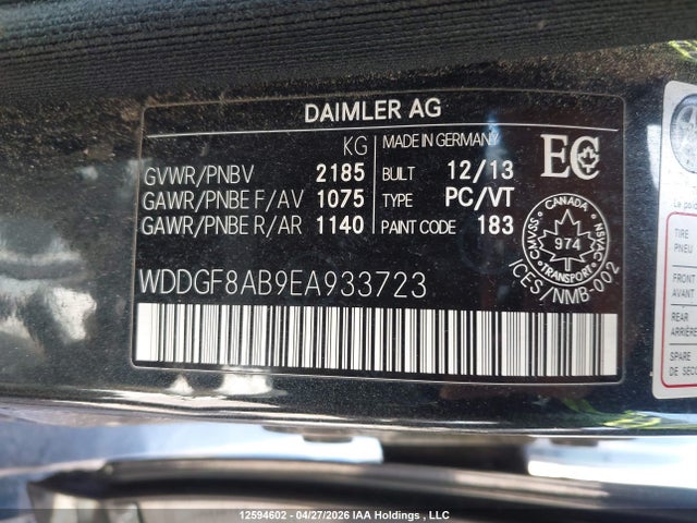 Aukcja sprzedaży 2014 Mercedes-benz C 300 4matic, vin: WDDGF8AB9EA933723, numer aukcji: 12594602
