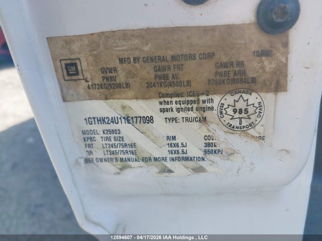 Aukcja sprzedaży 2001 Gmc Sierra K2500 Heavy Duty, vin: 1GTHK24U11E177098, numer aukcji: 12594607