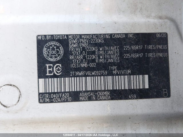 2T3RWRFV6LW092759 Toyota RAV4 HYBRID