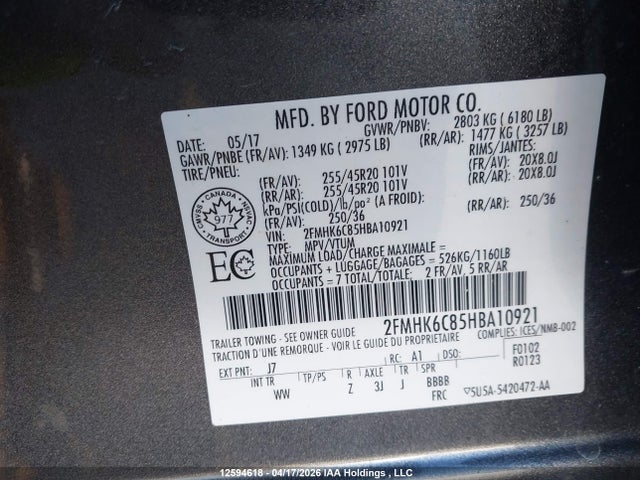 2FMHK6C85HBA10921 Ford FLEX SEL