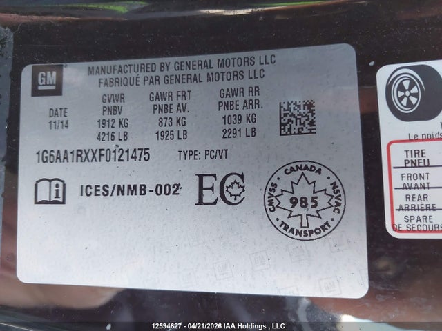 1G6AA1RXXF0121475 Cadillac ATS