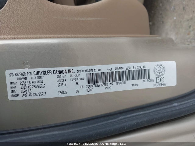 Продажа на аукционе авто 2014 Dodge Grand Caravan Crew, vin: 2C4RDGDG3ER368696, номер лота: 12594637