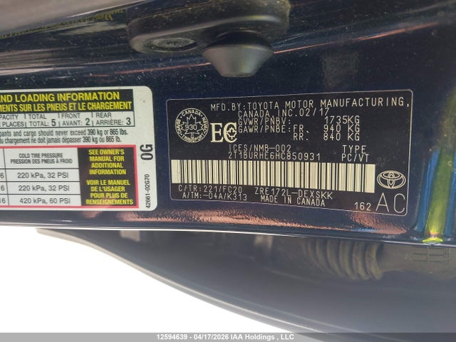 2T1BURHE6HC850931 Toyota COROLLA SE