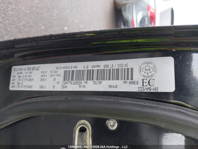 Продаж на аукціоні авто 2018 Ram 1500 Slt, vin: 1C6RR7TM0JS289320, номер лоту: 12594653