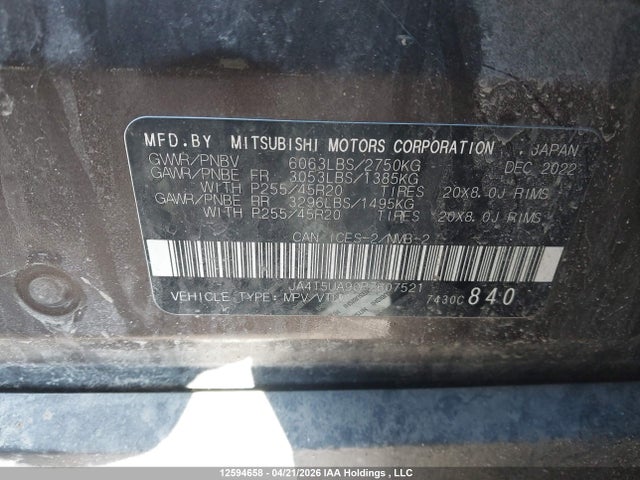 Продаж на аукціоні авто 2023 Mitsubishi Outlander Phev Le/sel, vin: JA4T5UA90PZ607521, номер лоту: 12594658