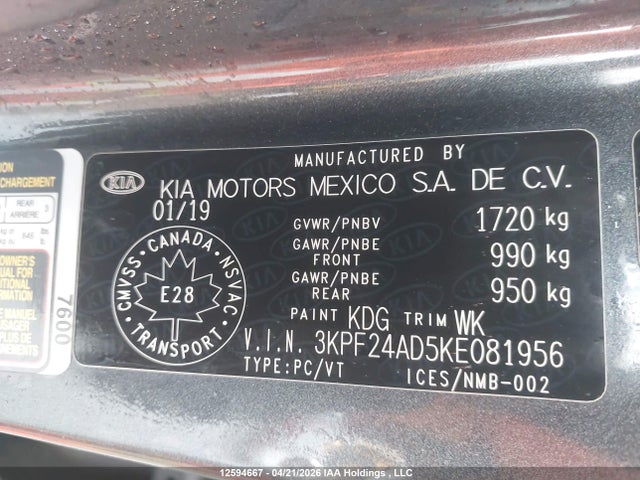 Aukcja sprzedaży 2019 Kia Forte Lx, vin: 3KPF24AD5KE081956, numer aukcji: 12594667