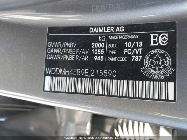 Aukcja sprzedaży 2014 Mercedes-benz B250, vin: WDDMH4EB9EJ215590, numer aukcji: 12594671