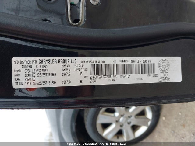 2012 Dodge Journey მანქანა იყიდება აუქციონზე, vin: 3C4PDDFG2CT227518, აუქციონის ნომერი: 12594692