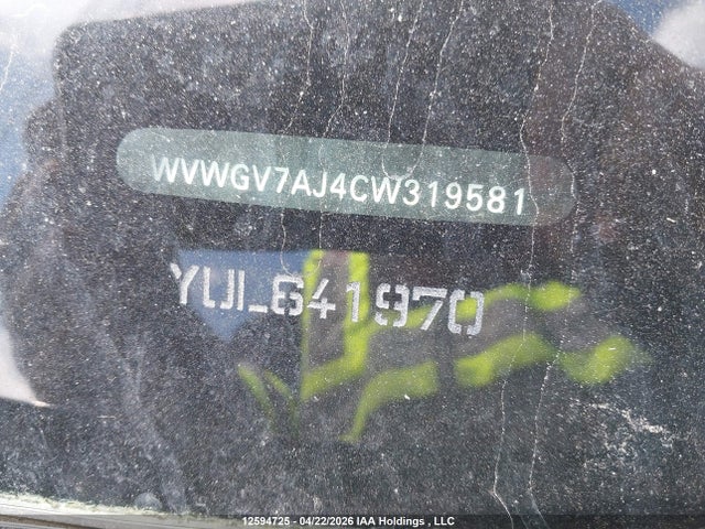 Aukcja sprzedaży 2012 Volkswagen Gti, vin: WVWGV7AJ4CW319581, numer aukcji: 12594725