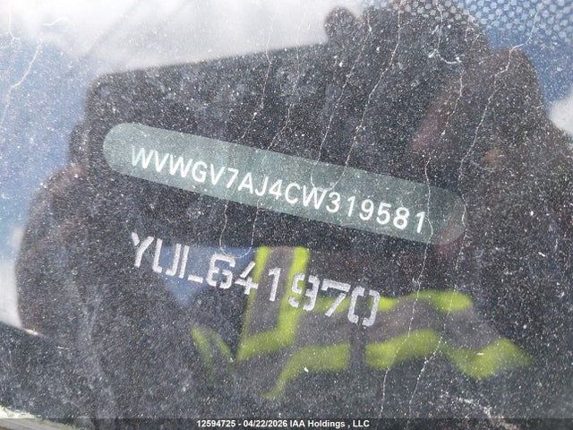 Aukcja sprzedaży 2012 Volkswagen Gti, vin: WVWGV7AJ4CW319581, numer aukcji: 12594725