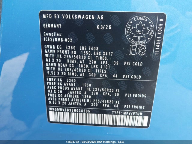 WVG5WVEB3SH038205 Volkswagen Id. Buzz 1st Edition
