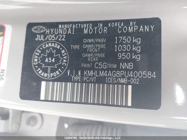 KMHLM4AG8PU400584 Hyundai ELANTRA SEL
