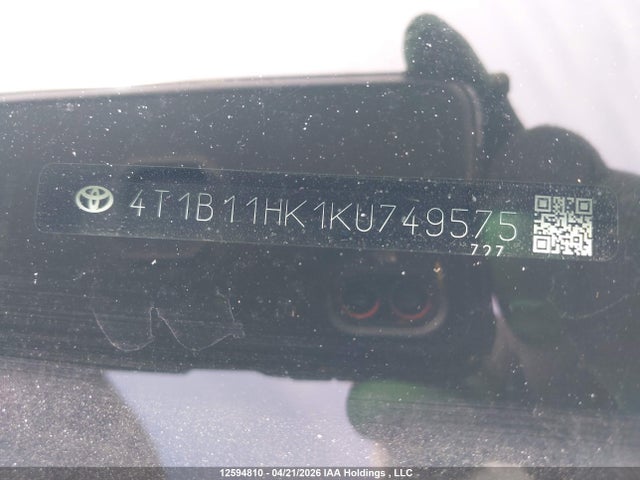 4T1B11HK1KU749575 Toyota Camry L/le/xle/se/xse