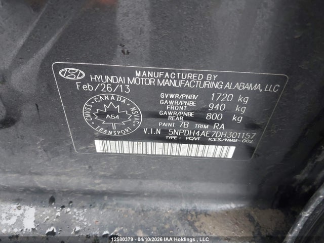 Продаж на аукціоні авто 2013 Hyundai Elantra L, vin: 5NPDH4AE7DH301157, номер лоту: 12580379