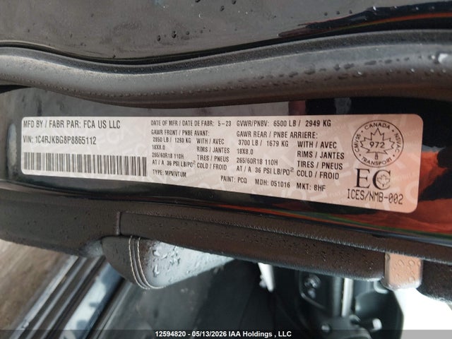 1C4RJKBG8P8865112 Jeep Grand Cherokee L Limited