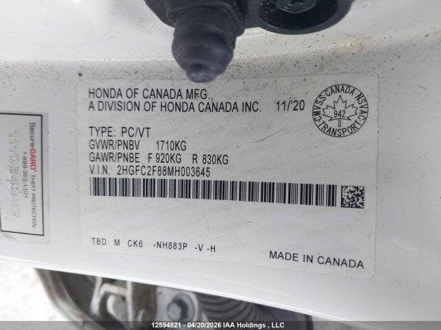 Honda Civic Sport 2021 2HGFC2F88MH003645 Image 9