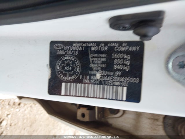 2013 Hyundai Accent Gls/se მანქანა იყიდება აუქციონზე, vin: KMHCU4AE2DU435003, აუქციონის ნომერი: 12594826