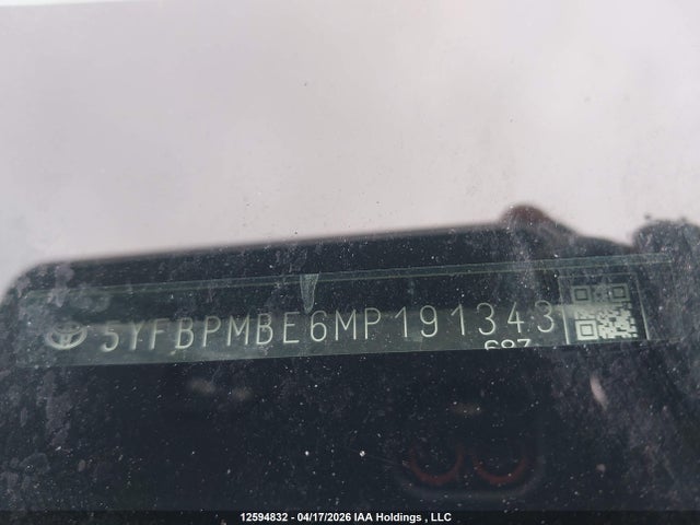 5YFBPMBE6MP191343 Toyota COROLLA LE