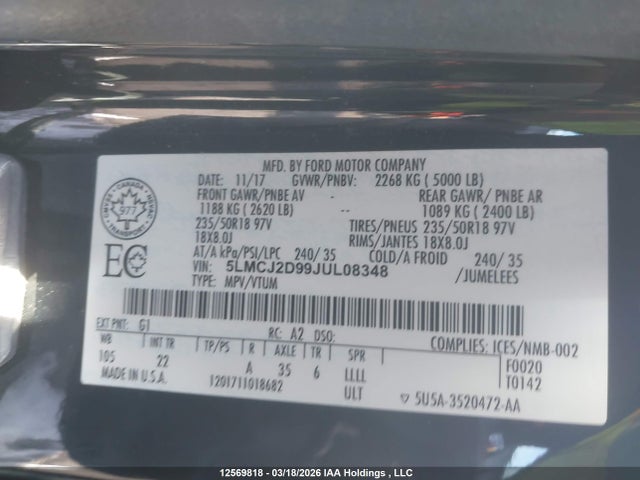 Lincoln MKC SELECT 2018 5LMCJ2D99JUL08348 Image 18