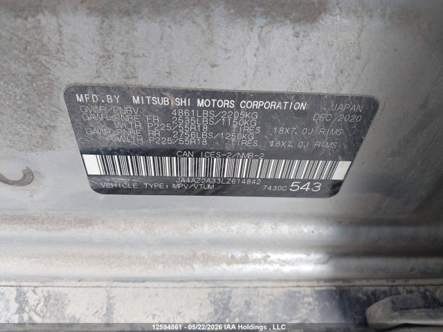 JA4AZ2A33LZ614842 Mitsubishi Outlander Es