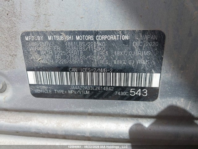 JA4AZ2A33LZ614842 Mitsubishi Outlander Es
