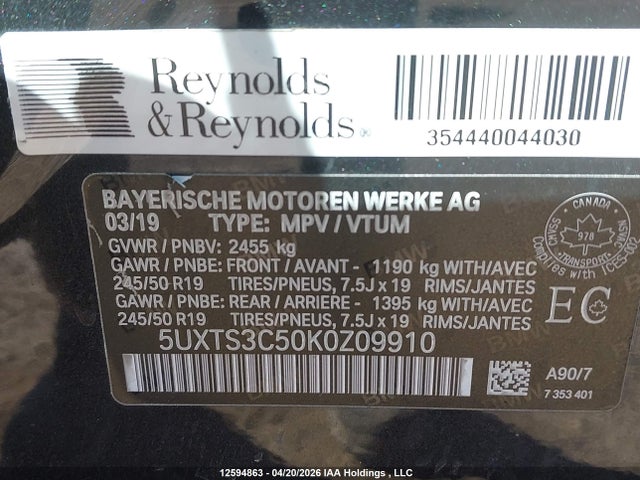 5UXTS3C50K0Z09910 BMW X3 Xdrivem40i