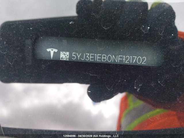 Aukcja sprzedaży 2022 Tesla Model 3 Long Range, vin: 5YJ3E1EB0NF121702, numer aukcji: 12594896